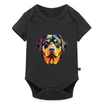 Rottweiler Chien Aquarelle Colorée Animal Cartoon - Body à manches courtes Premium Bébé - noir - Devant