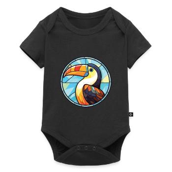 Toucan aquarelle colorée Animal animal de compagnie Illustration - Body à manches courtes Premium Bébé - noir - Devant