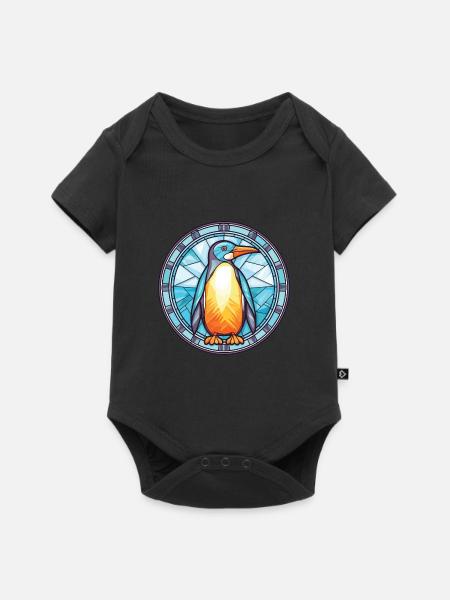 Pinguin bunte Aquarell-Tier-Illustration - Baby Premium Kurzarmbody - Schwarz