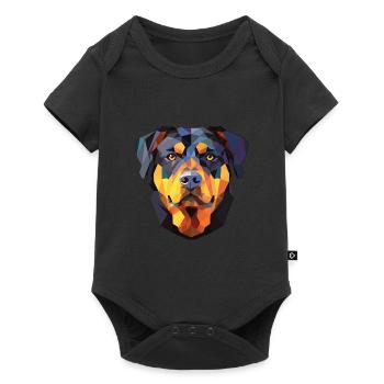 Rottweiler Chien Aquarelle Colorée Animal Cartoon - Body à manches courtes Premium Bébé - noir - Devant