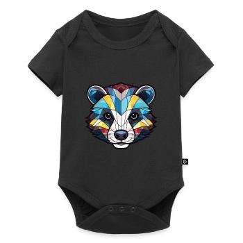 Blaireau Aquarelle Colorée Animal Illustration D’animaux De Compagnie - Body à manches courtes Premium Bébé - noir - Devant