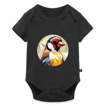 Stieglitz Bunte Aquarell Tier Illustration - Baby Premium Kurzarmbody - Schwarz - Vorne