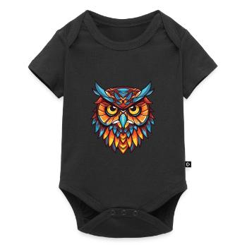 Hibou aquarelle colorée Animal animal de compagnie Illustration - Body à manches courtes Premium Bébé - noir - Devant