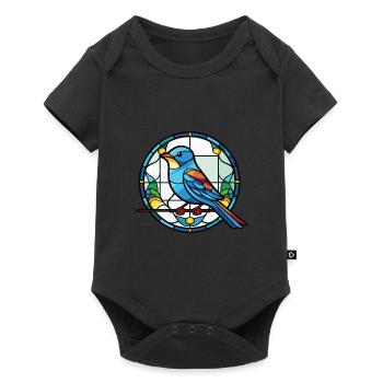 Blue Bird Colorful Watercolor Animal Illustration - Baby Premium short-sleeve bodysuit - black - Front