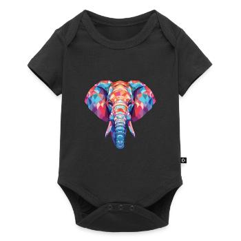 Elephant Colorful Watercolor Animal Illustration - Baby Premium short-sleeve bodysuit - black - Front