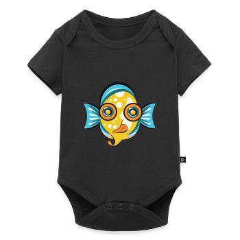 Flounder Fish Colorful Watercolor Animal Cartoon - Baby Premium short-sleeve bodysuit - black - Front