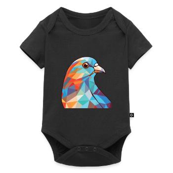 Taube bunte Aquarell-Tier-Haustier-Illustration - Baby Premium Kurzarmbody - Schwarz - Vorne