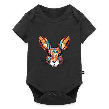 Rabbit Colorful Watercolor Animal Pet Illustration - Baby Premium short-sleeve bodysuit - black - Front