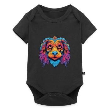 Colorful Dog Colorful Watercolor Animal Cartoon - Baby Premium short-sleeve bodysuit - black - Front