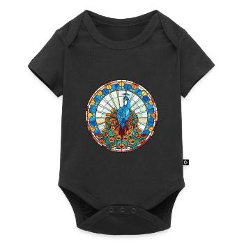 Peacock Colorful Watercolor Animal Illustration - Baby Premium short-sleeve bodysuit - black - Front