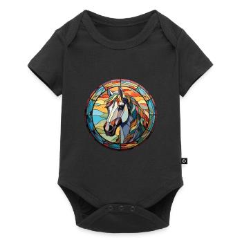 Horse Colorful Watercolor Animal Pet Illustration - Baby Premium short-sleeve bodysuit - black - Front
