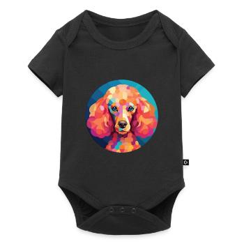 Caniche Chien Aquarelle Colorée Animal Illustration - Body à manches courtes Premium Bébé - noir - Devant