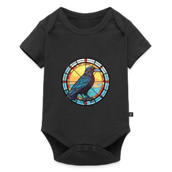Corbeau Coloré Aquarelle Animal Animal De Compagnie Illustration - Body à manches courtes Premium Bébé - noir - Devant
