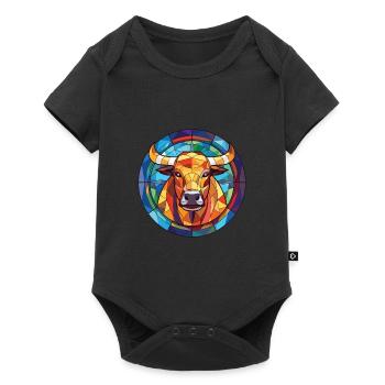 Bull Colorful Watercolor Animal Pet Illustration - Baby Premium short-sleeve bodysuit - black - Front