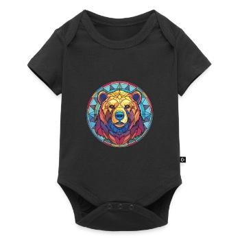 Bear Colorful Watercolor Animal Pet Illustration - Baby Premium short-sleeve bodysuit - black - Front