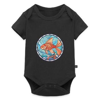 Fish Colorful Watercolor Animal Pet Illustration - Baby Premium short-sleeve bodysuit - black - Front