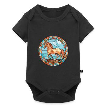 Horse Colorful Watercolor Animal Pet Illustration - Baby Premium short-sleeve bodysuit - black - Front