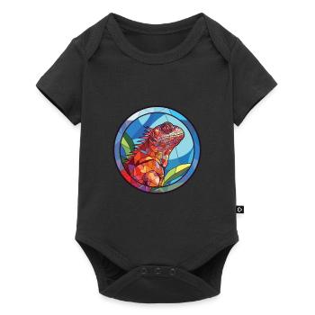 Iguana Colorful Watercolor Animal Pet Illustration - Baby Premium short-sleeve bodysuit - black - Front