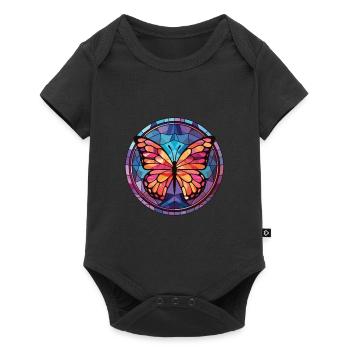 Illustration animale aquarelle colorée papillon - Body à manches courtes Premium Bébé - noir - Devant