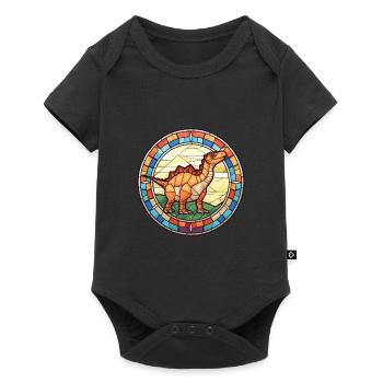 Illustration animale aquarelle colorée de dinosaure - Body à manches courtes Premium Bébé - noir - Devant