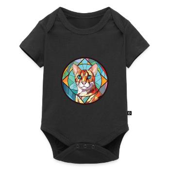 Ocelot Cat Colorful Watercolor Animal Illustration - Baby Premium short-sleeve bodysuit - black - Front