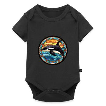 Orca Colorful Watercolor Animal Pet Illustration - Baby Premium short-sleeve bodysuit - black - Front