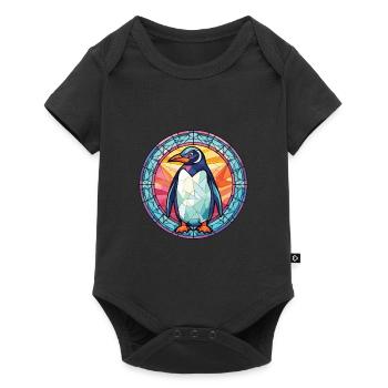 Penguin Colorful Watercolor Animal Illustration - Baby Premium short-sleeve bodysuit - black - Front