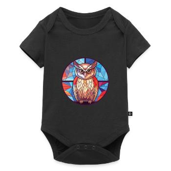 Hibou aquarelle colorée Animal animal de compagnie Illustration - Body à manches courtes Premium Bébé - noir - Devant