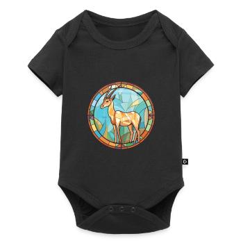 Saiga Colorful Watercolor Animal Pet Illustration - Baby Premium short-sleeve bodysuit - black - Front