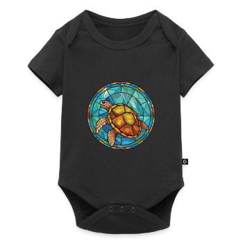 Turtle Colorful Watercolor Animal Pet Illustration - Baby Premium short-sleeve bodysuit - black - Front