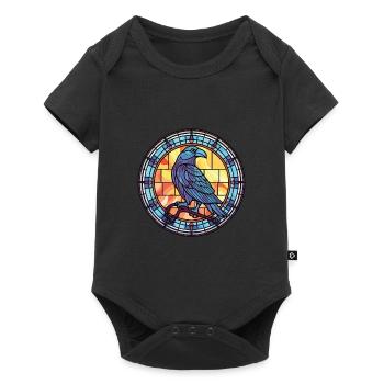 Raven Colorful Watercolor Animal Pet Illustration - Baby Premium short-sleeve bodysuit - black - Front