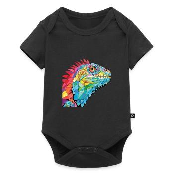 Iguana Colorful Watercolor Animal Pet Illustration - Baby Premium short-sleeve bodysuit - black - Front
