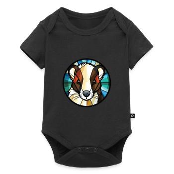 Skunk Aquarelle Colorée Animal Illustration D’animaux De Compagnie - Body à manches courtes Premium Bébé - noir - Devant