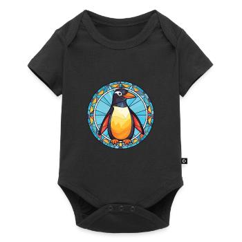 Penguin Colorful Watercolor Animal Illustration - Baby Premium short-sleeve bodysuit - black - Front