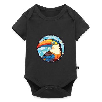 Toucan aquarelle colorée Animal animal de compagnie Illustration - Body à manches courtes Premium Bébé - noir - Devant