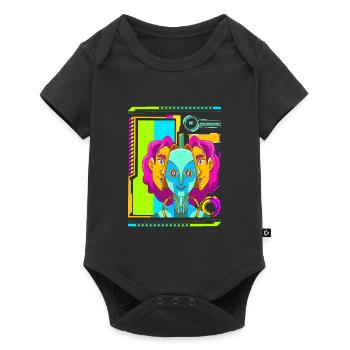 Cyberpunk Retro Synthwave Futuristic - Baby Premium short-sleeve bodysuit - black - Front