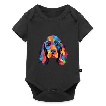 American Cocker Spaniel chien aquarelle colorée - Body à manches courtes Premium Bébé - noir - Devant