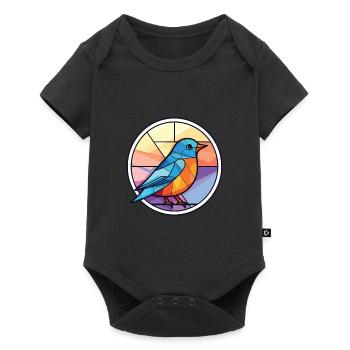 Blue Bird Colorful Watercolor Animal Illustration - Baby Premium short-sleeve bodysuit - black - Front