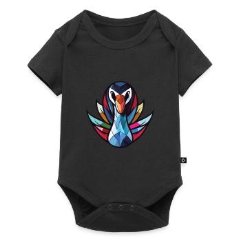 Schwarzer Schwan Buntes Aquarell Tier Illustration - Baby Premium Kurzarmbody - Schwarz - Vorne