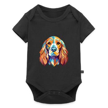 Englischer Cocker Spaniel Hund Buntes Aquarell Haustier - Baby Premium Kurzarmbody - Schwarz - Vorne