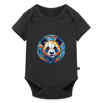 Panda Colorful Watercolor Animal Pet Illustration - Baby Premium short-sleeve bodysuit - black - Front