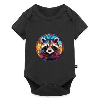 Raccoon Colorful Watercolor Animal Illustration - Baby Premium short-sleeve bodysuit - black - Front