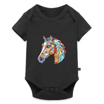 Horse Colorful Watercolor Animal Pet Illustration - Baby Premium short-sleeve bodysuit - black - Front