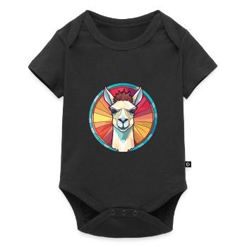 Llamas Colorful Watercolor Animal Pet Illustration - Baby Premium short-sleeve bodysuit - black - Front