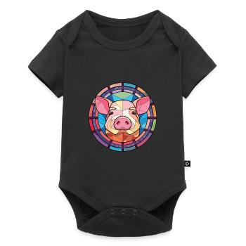 Cochon Aquarelle Colorée Animal Illustration D’animaux De Compagnie - Body à manches courtes Premium Bébé - noir - Devant