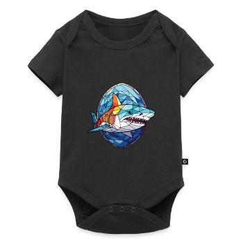 Shark Colorful Watercolor Animal Pet Illustration - Baby Premium short-sleeve bodysuit - black - Front