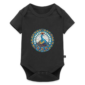 Peacock Colorful Watercolor Animal Illustration - Baby Premium short-sleeve bodysuit - black - Front