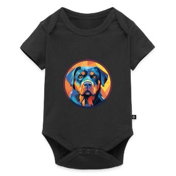 Rottweiler Chien Aquarelle Colorée Animal Cartoon - Body à manches courtes Premium Bébé - noir - Devant