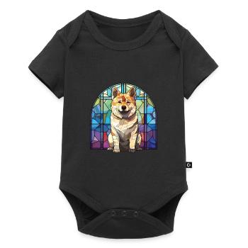 Akita Dog Breed Colorful Watercolor Illustration - Baby Premium short-sleeve bodysuit - black - Front