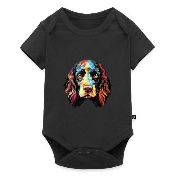 Alpine Spaniel Hunderasse Aquarell Illustration - Baby Premium Kurzarmbody - Schwarz - Vorne
